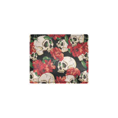 Skull Red Rose Men's ID Card Wallet