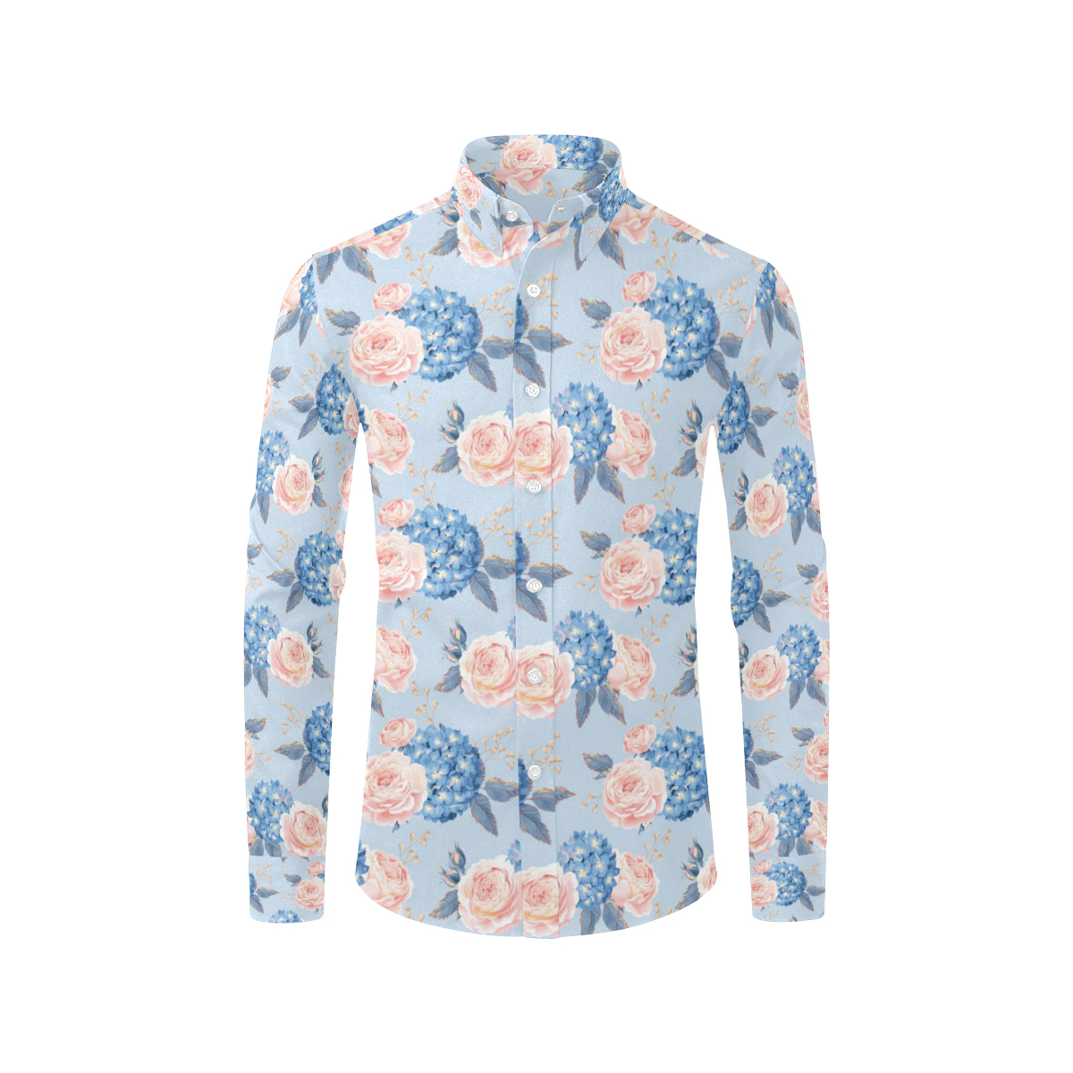 Hydrangea Pattern Print Design HD06 Men's Long Sleeve Shirt