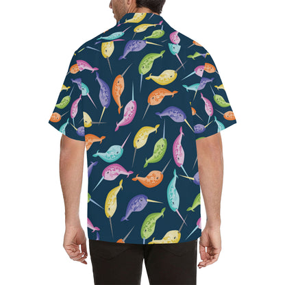 Narwhal Colorful Pattern Print Design 03 Men's Hawaiian Shirt