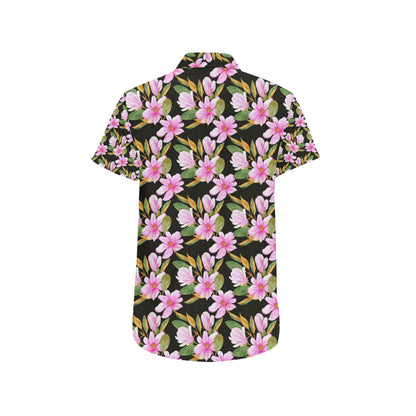 Magnolia Pattern Print Design MAG08 Men's Short Sleeve Button Up Shirt