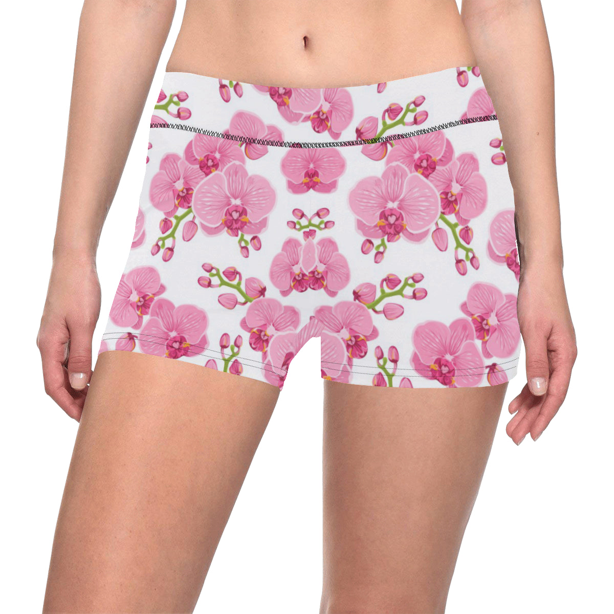 Orchid Pink Pattern Print Design OR07 Yoga Shorts