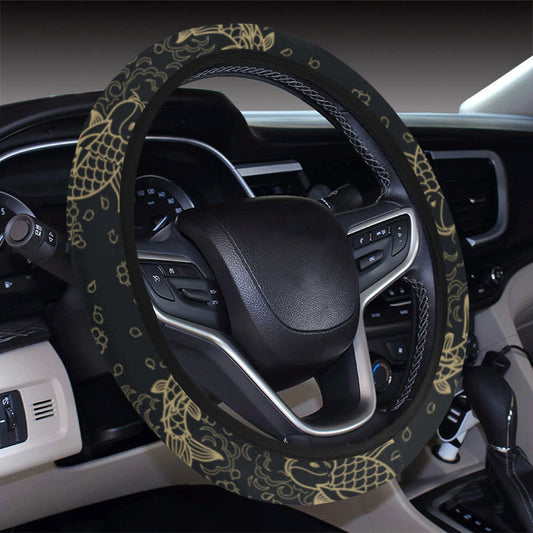 KOI Fish Pattern Print Design 02 Steering Wheel Cover with Elastic Edge