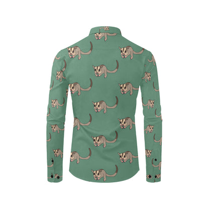 Sugar Glider Pattern Print Design 01 Men's Long Sleeve Shirt