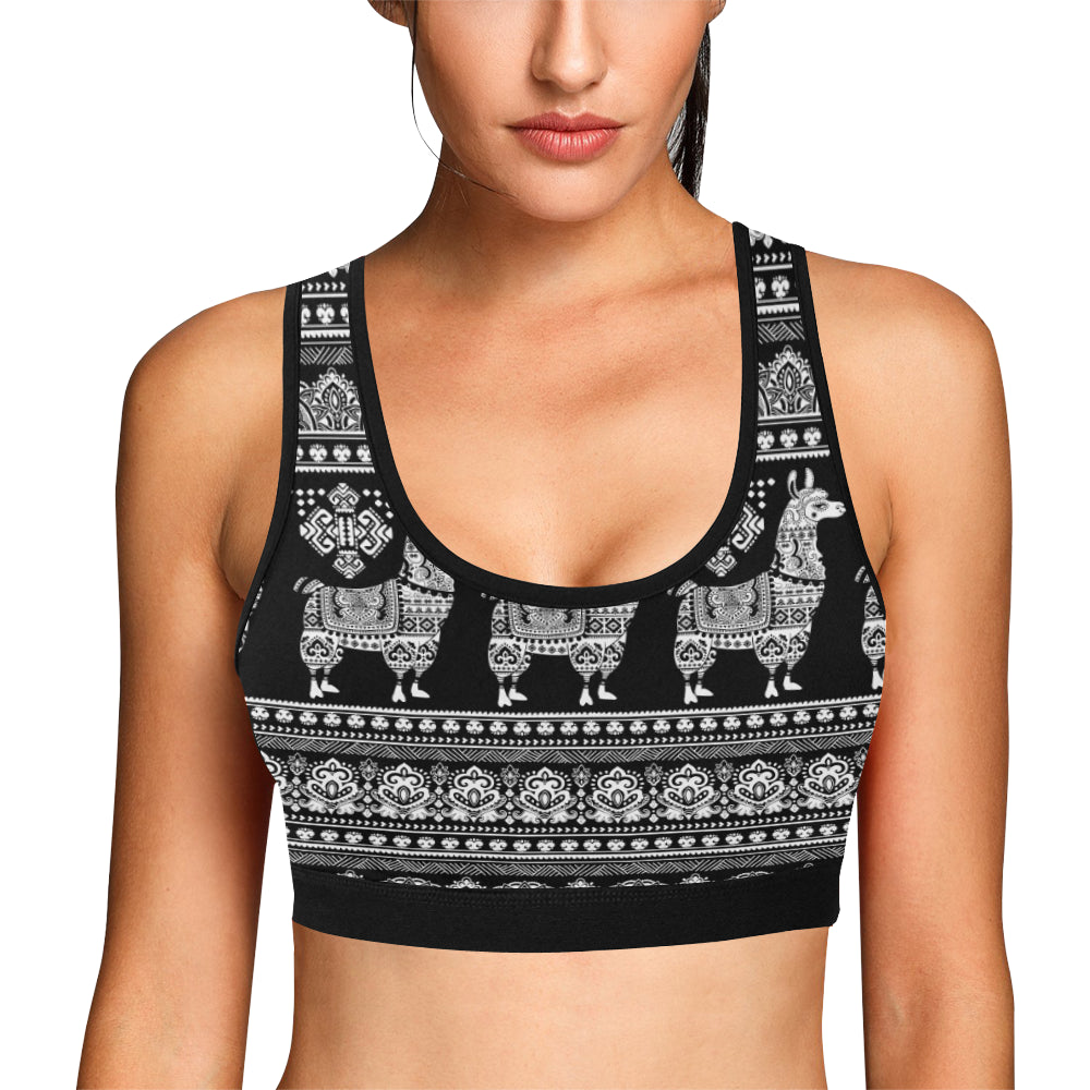 Llama Aztec Style Pattern Print Design 01 Sports Bra