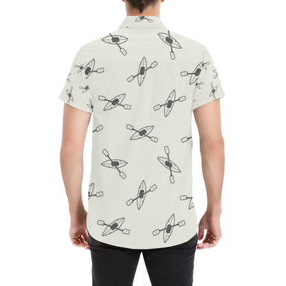 Kayak Pattern Print Design 01 Men's Short Sleeve Button Up Shirt