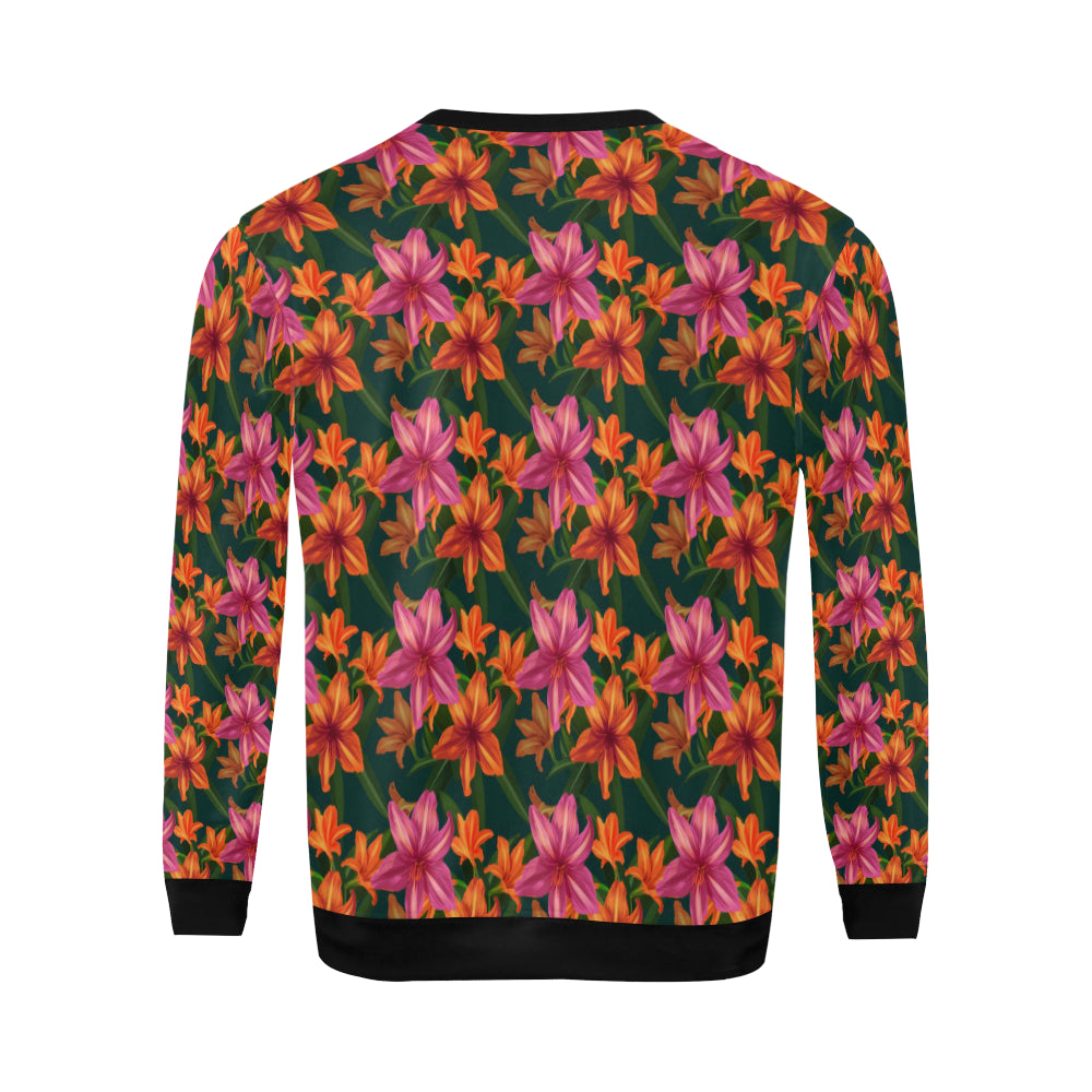Amaryllis Pattern Print Design AL01 Men Long Sleeve Sweatshirt