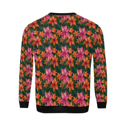Amaryllis Pattern Print Design AL01 Men Long Sleeve Sweatshirt