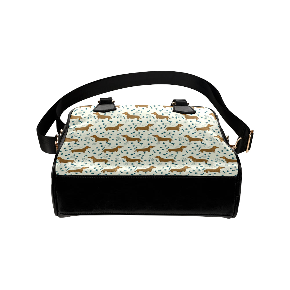 Dachshund Pattern Print Design 01 Shoulder Handbag