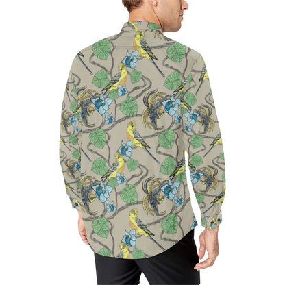 Parakeet Pattern Print Design A02 Men's Long Sleeve Shirt