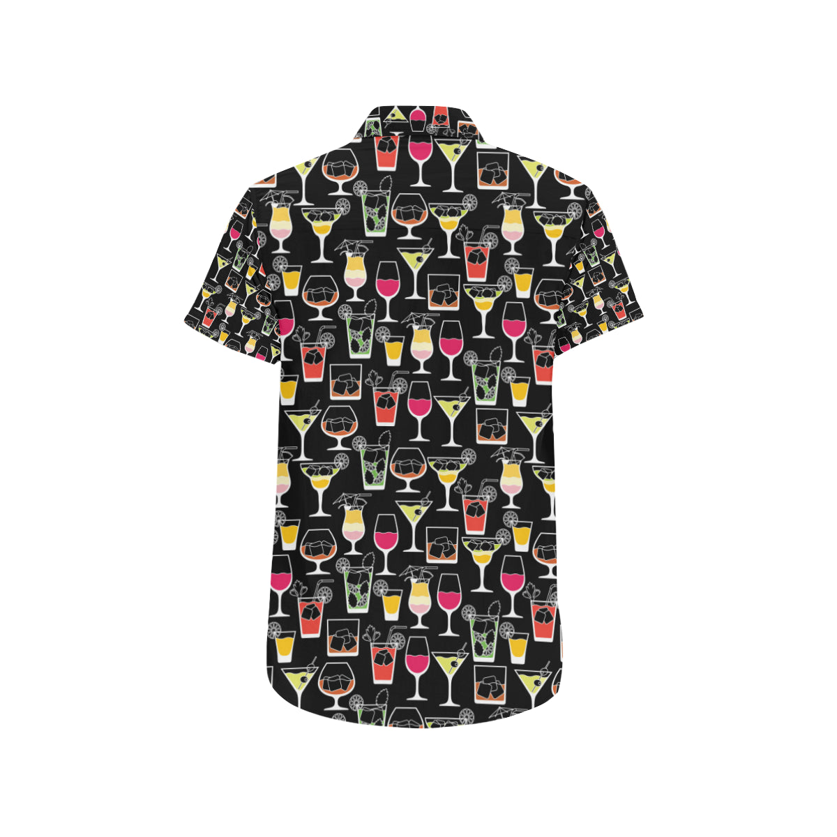 Cocktail Pattern Print Design 01 Men's Short Sleeve Button Up Shirt