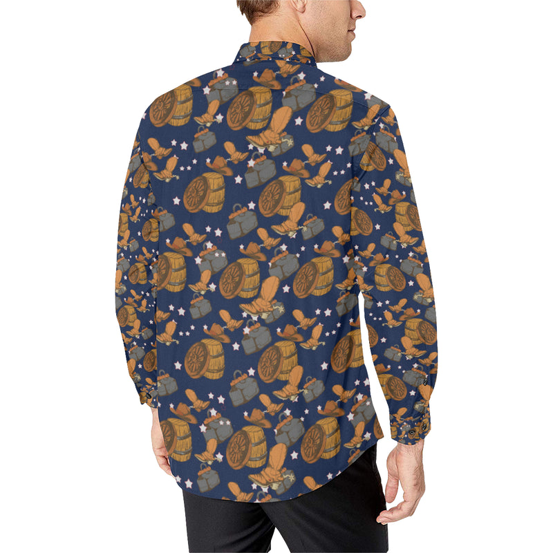 Cowboy Pattern Print Design 03 Men's Long Sleeve Shirt