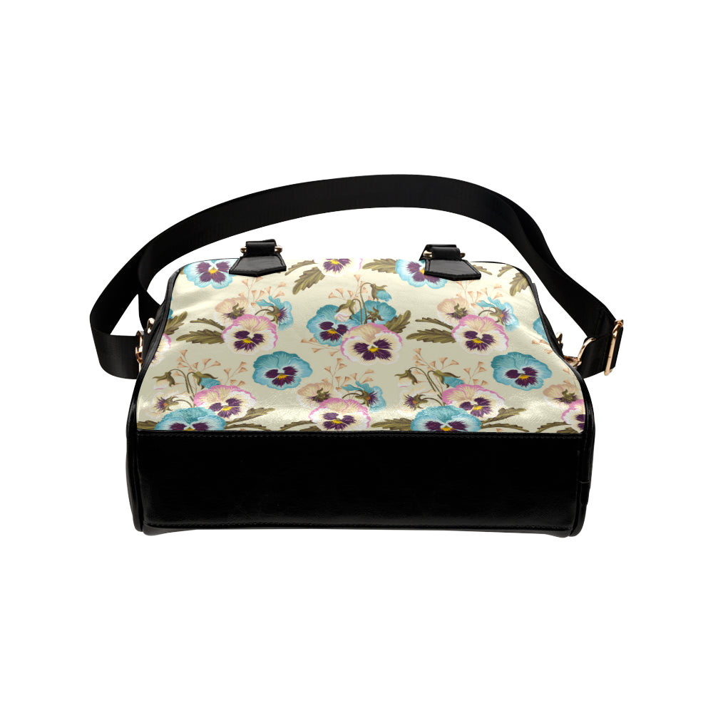 Pansy Pattern Print Design A02 Shoulder Handbag
