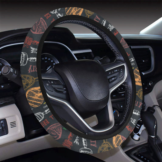 Barbecue Pattern Print Design 03 Steering Wheel Cover with Elastic Edge