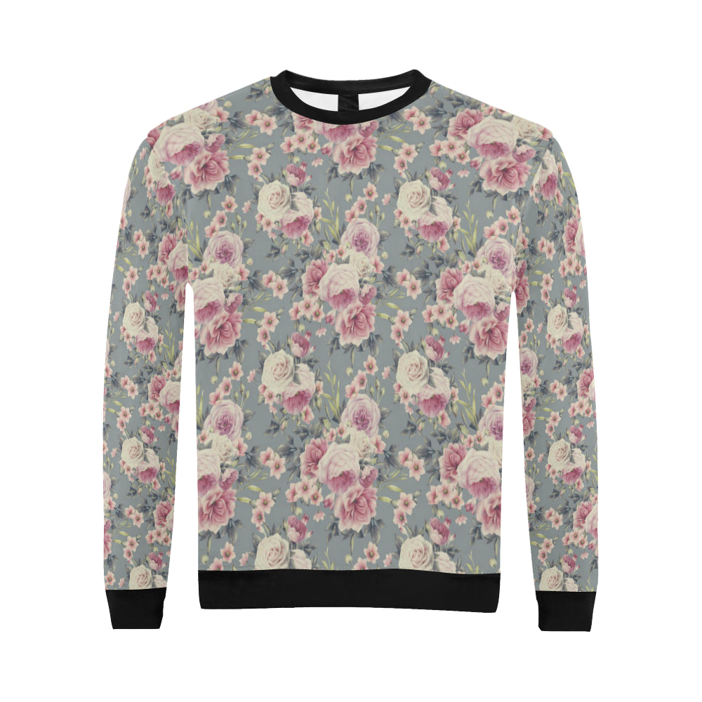 Peony Pattern Print Design PE05 Men Long Sleeve Sweatshirt