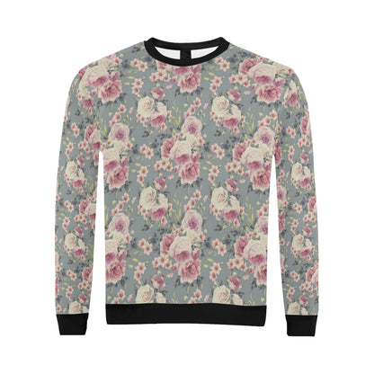 Peony Pattern Print Design PE05 Men Long Sleeve Sweatshirt