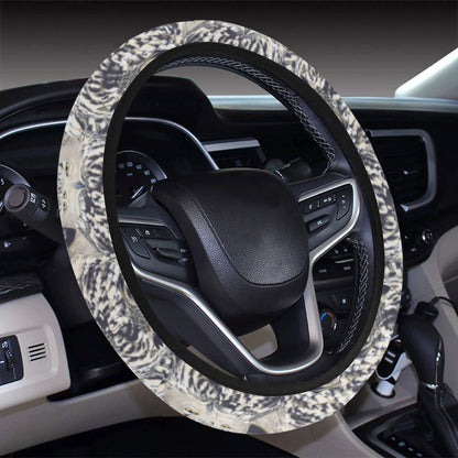 Owl Realistic Themed Design Print Steering Wheel Cover with Elastic Edge