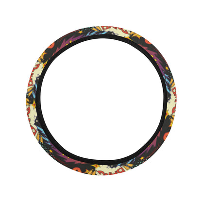 Comic Book Pattern Print Design 01 Steering Wheel Cover with Elastic Edge
