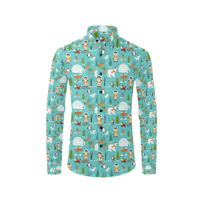Eskimo Pattern Print Design 01 Men's Long Sleeve Shirt
