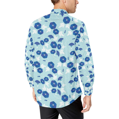 Morning Glory Pattern Print Design MG07 Men's Long Sleeve Shirt