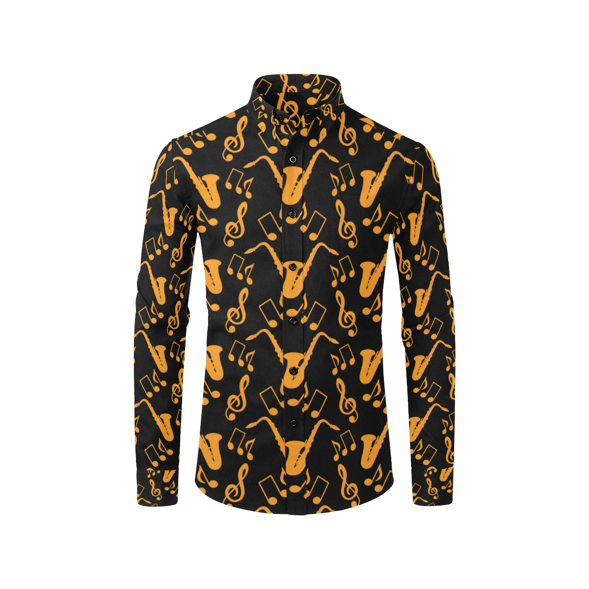 Saxophone Pattern Print Design 02 Men's Long Sleeve Shirt