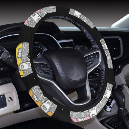 Camper Pattern Camping Themed No 2 Print Steering Wheel Cover with Elastic Edge
