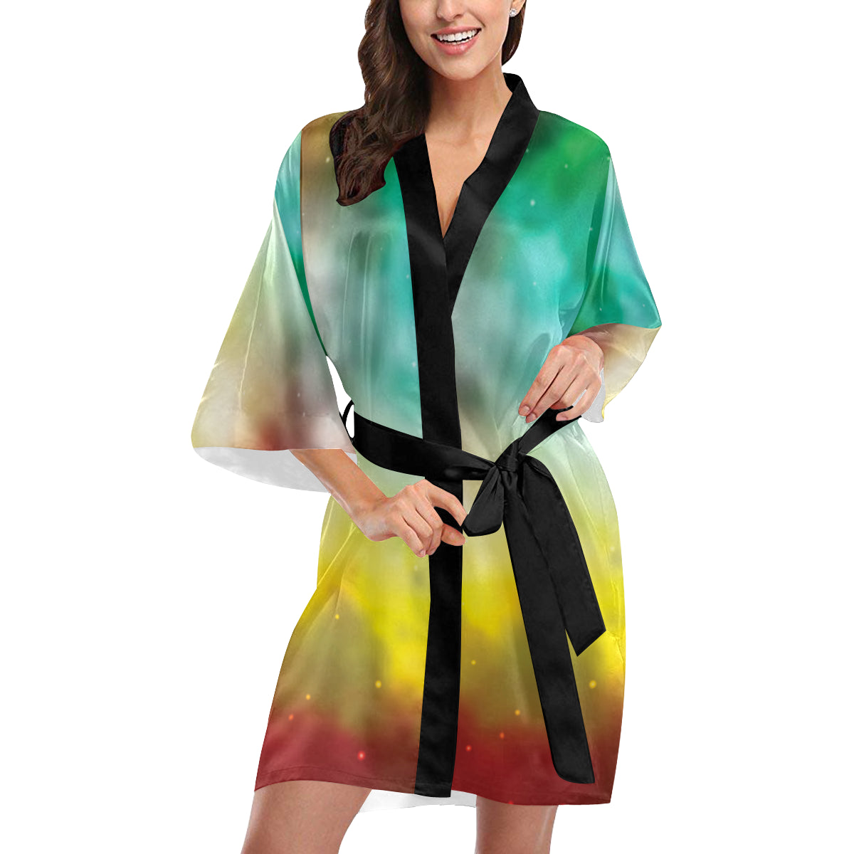 Nebula Pattern Print Design A04 Women's Short Kimono