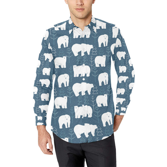 Polar Bear Pattern Print Design A01 Men's Long Sleeve Shirt