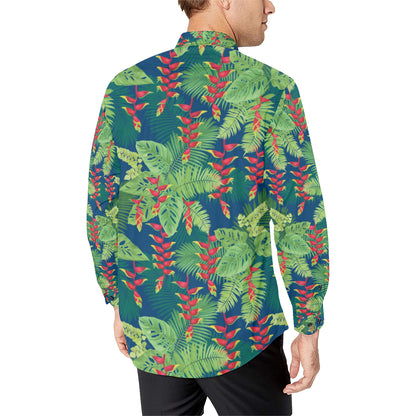 Heliconia Pattern Print Design HL08 Men's Long Sleeve Shirt