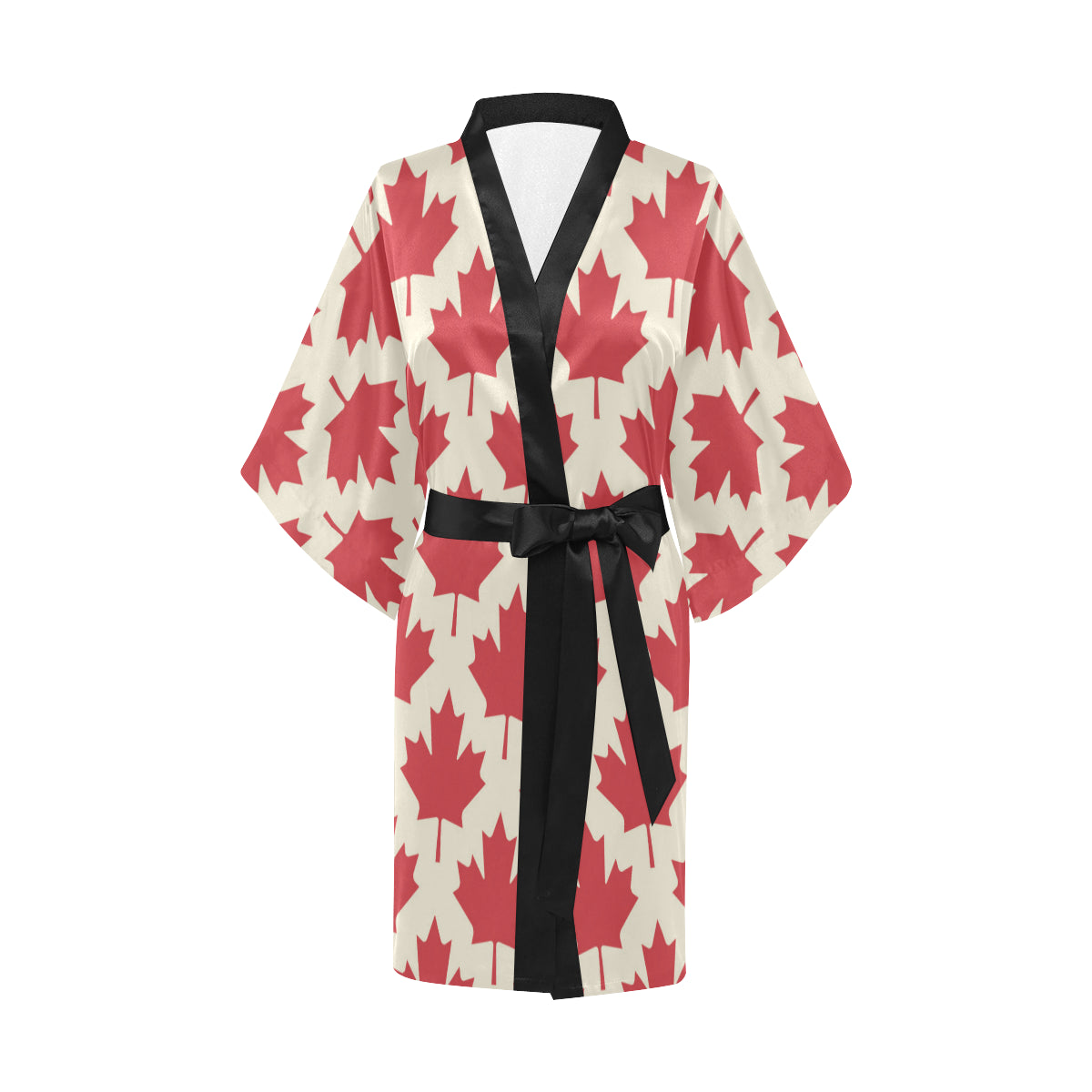 Maple Leaf Pattern Print Design 03 Women's Short Kimono