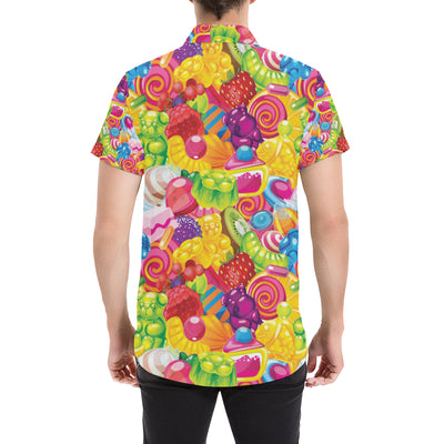 Candy Pattern Print Design CA01 Men's Short Sleeve Button Up Shirt