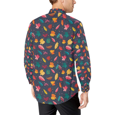 Elm Leave Colorful Print Pattern Men's Long Sleeve Shirt