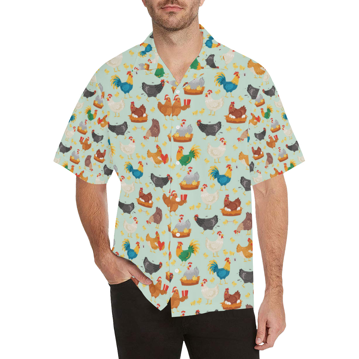 Chicken Pattern Print Design 07 Men's Hawaiian Shirt
