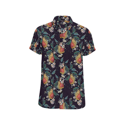 Pear Pattern Print Design PE02 Men's Short Sleeve Button Up Shirt