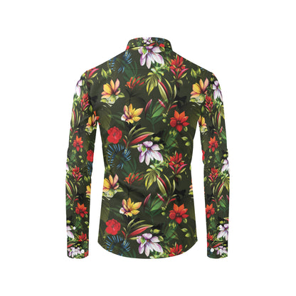Magnolia Pattern Print Design 02 Men's Long Sleeve Shirt