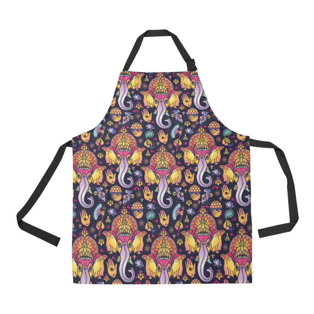 Ganesha Indian Pattern Print Design 03 Apron with Pocket