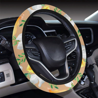 Daffodils Pattern Print Design DF04 Steering Wheel Cover with Elastic Edge