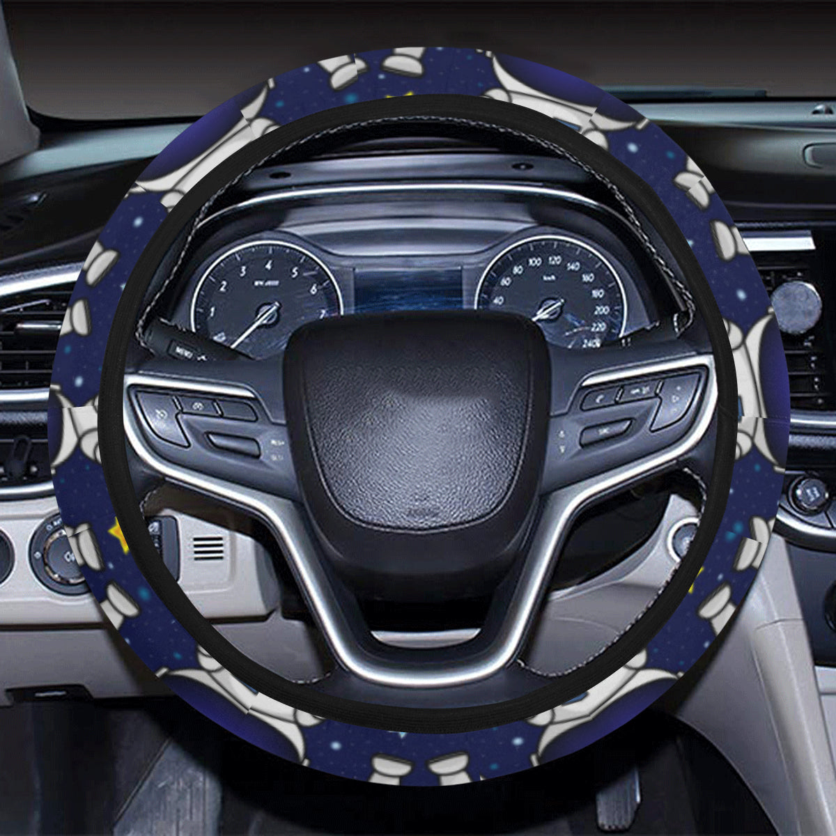 Astronaut Pattern Print Design 01 Steering Wheel Cover with Elastic Edge