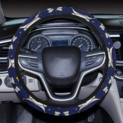 Astronaut Pattern Print Design 01 Steering Wheel Cover with Elastic Edge