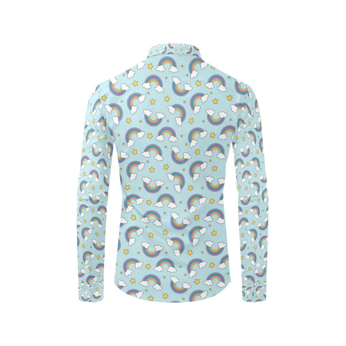 Rainbow Cloud Print Pattern Men's Long Sleeve Shirt