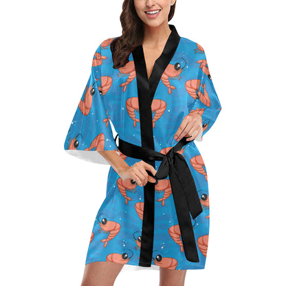 Prawn Cute Pattern Print Design 03 Women's Short Kimono