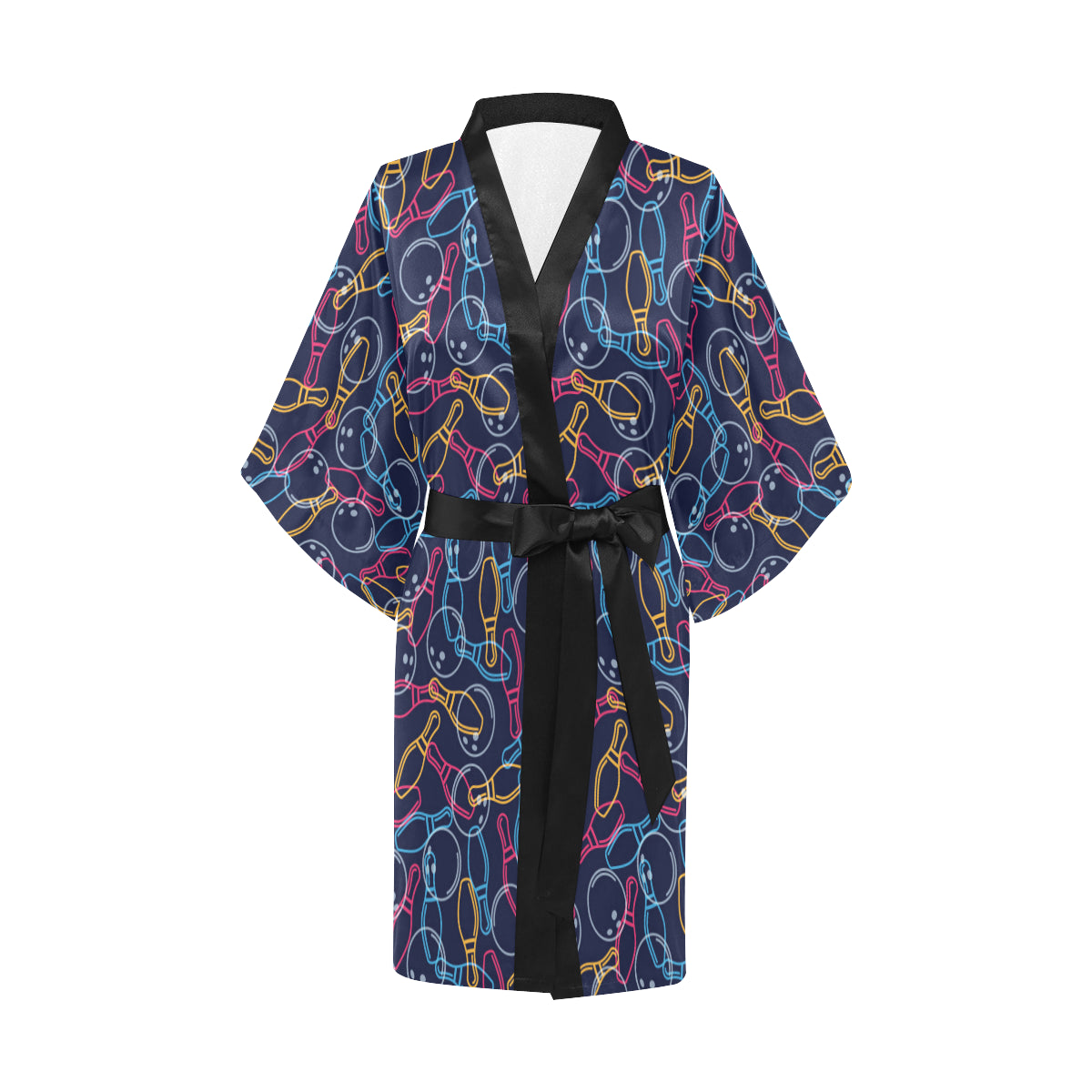 Bowling Pattern Print Design 07 Women's Short Kimono