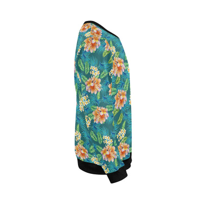 Plumeria Tropical Flower Design Print Men Long Sleeve Sweatshirt