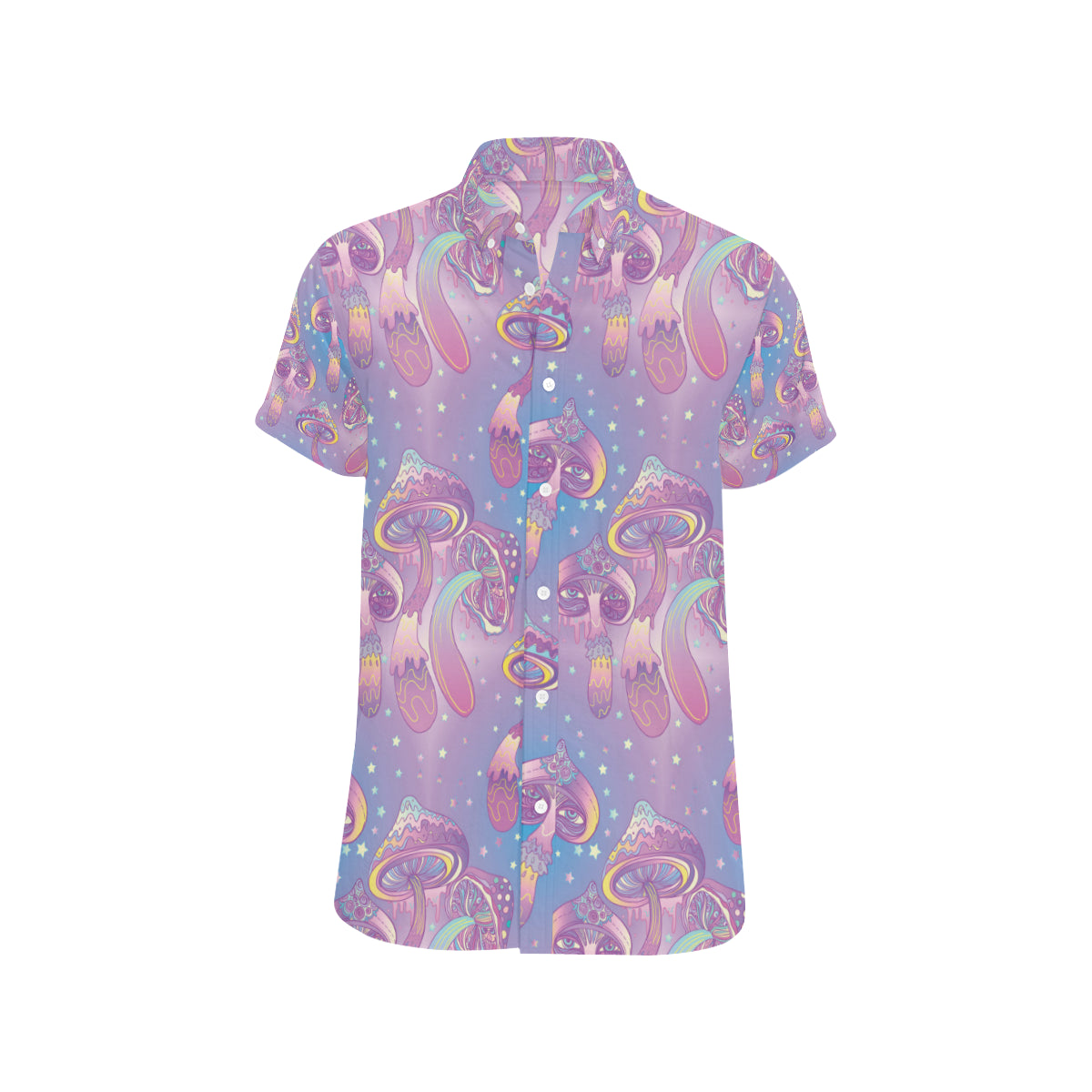 Psychedelic Mushroom Pattern Print Design A01 Men's Short Sleeve Button Up Shirt