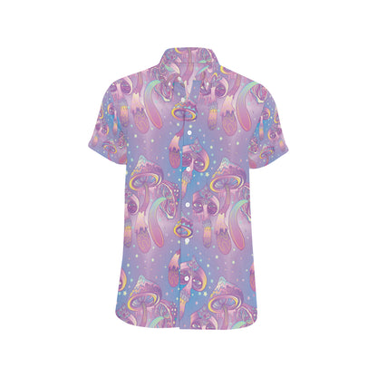 Psychedelic Mushroom Pattern Print Design A01 Men's Short Sleeve Button Up Shirt