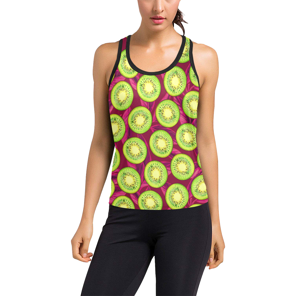 Kiwi Pattern Print Design KW05 Women's Racerback Tank Top