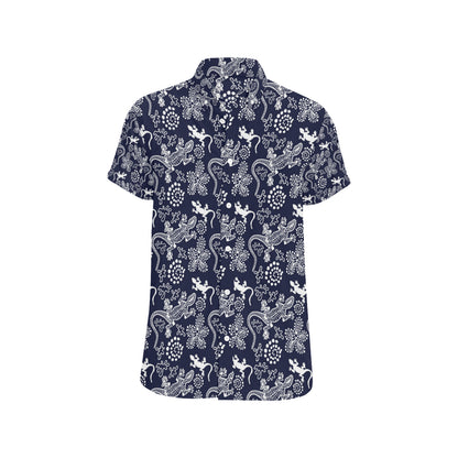 lizard Pattern Print Design 03 Men's Short Sleeve Button Up Shirt