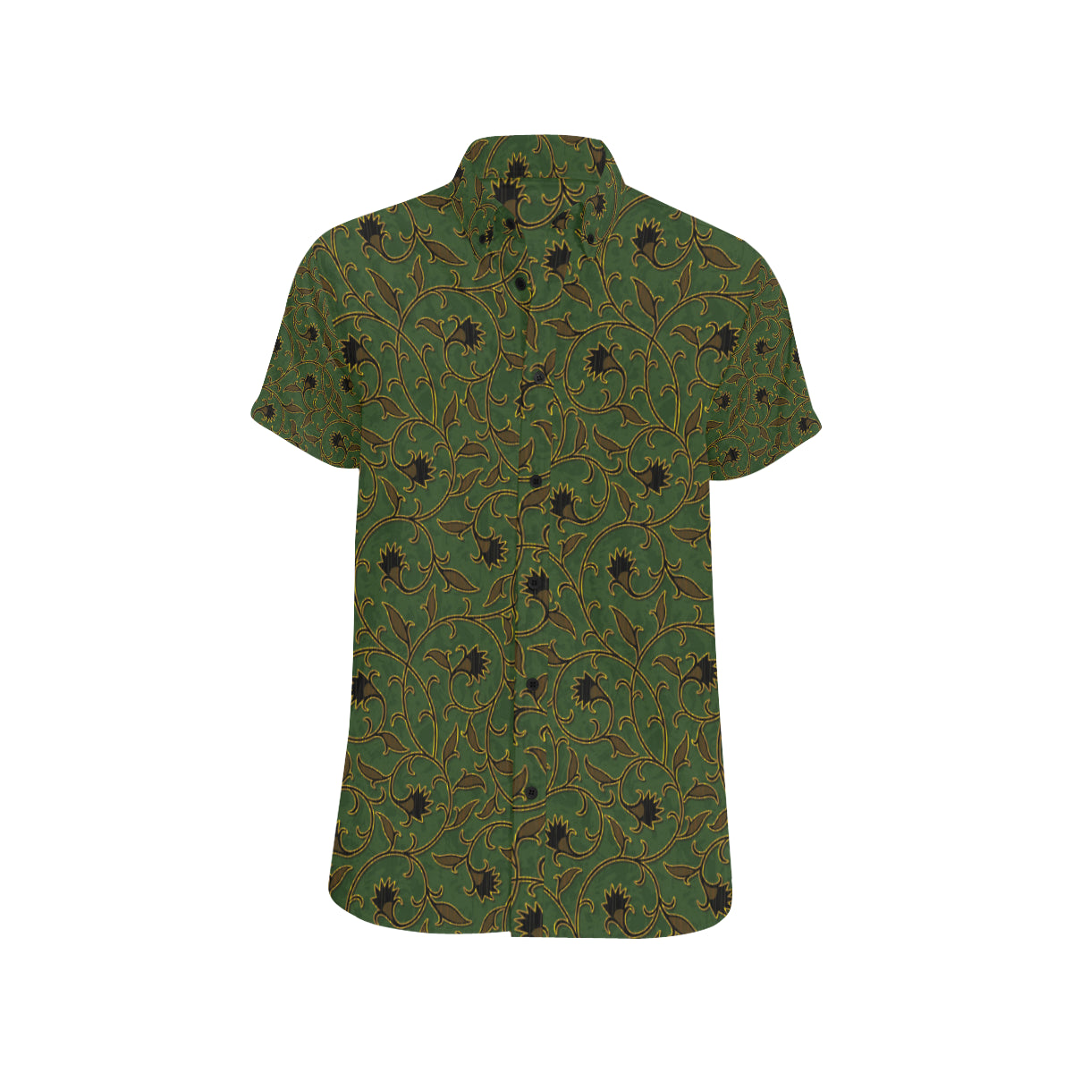 Brocade Pattern Print Design 02 Men's Short Sleeve Button Up Shirt