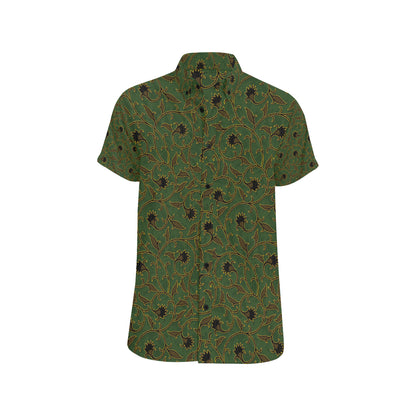 Brocade Pattern Print Design 02 Men's Short Sleeve Button Up Shirt