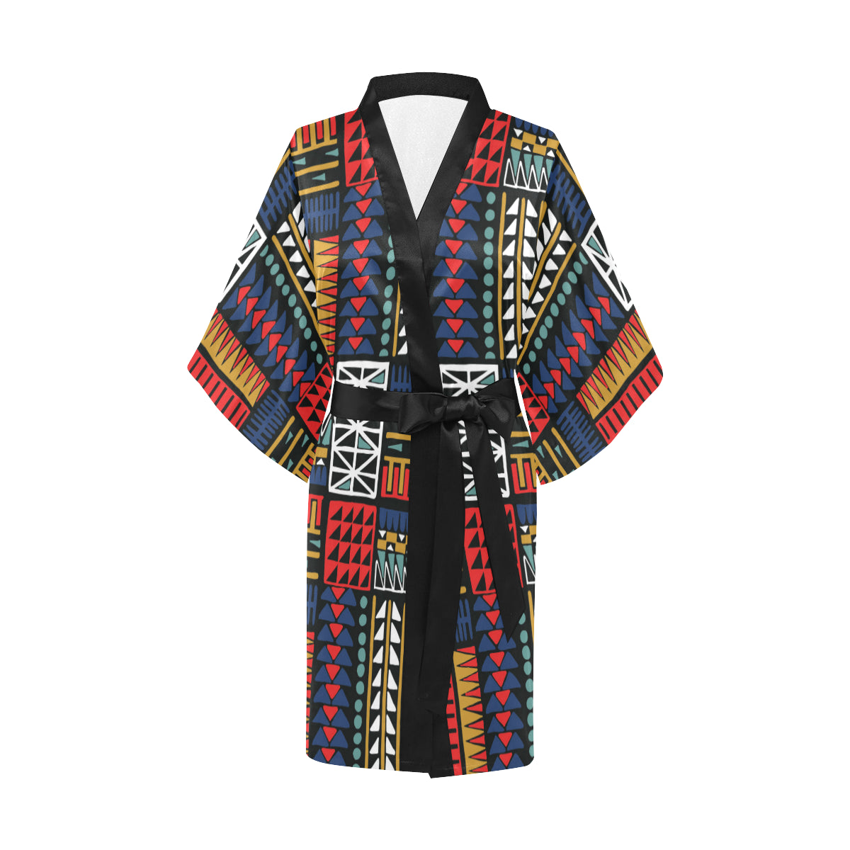 Kente Pattern Print Design 02 Women's Short Kimono