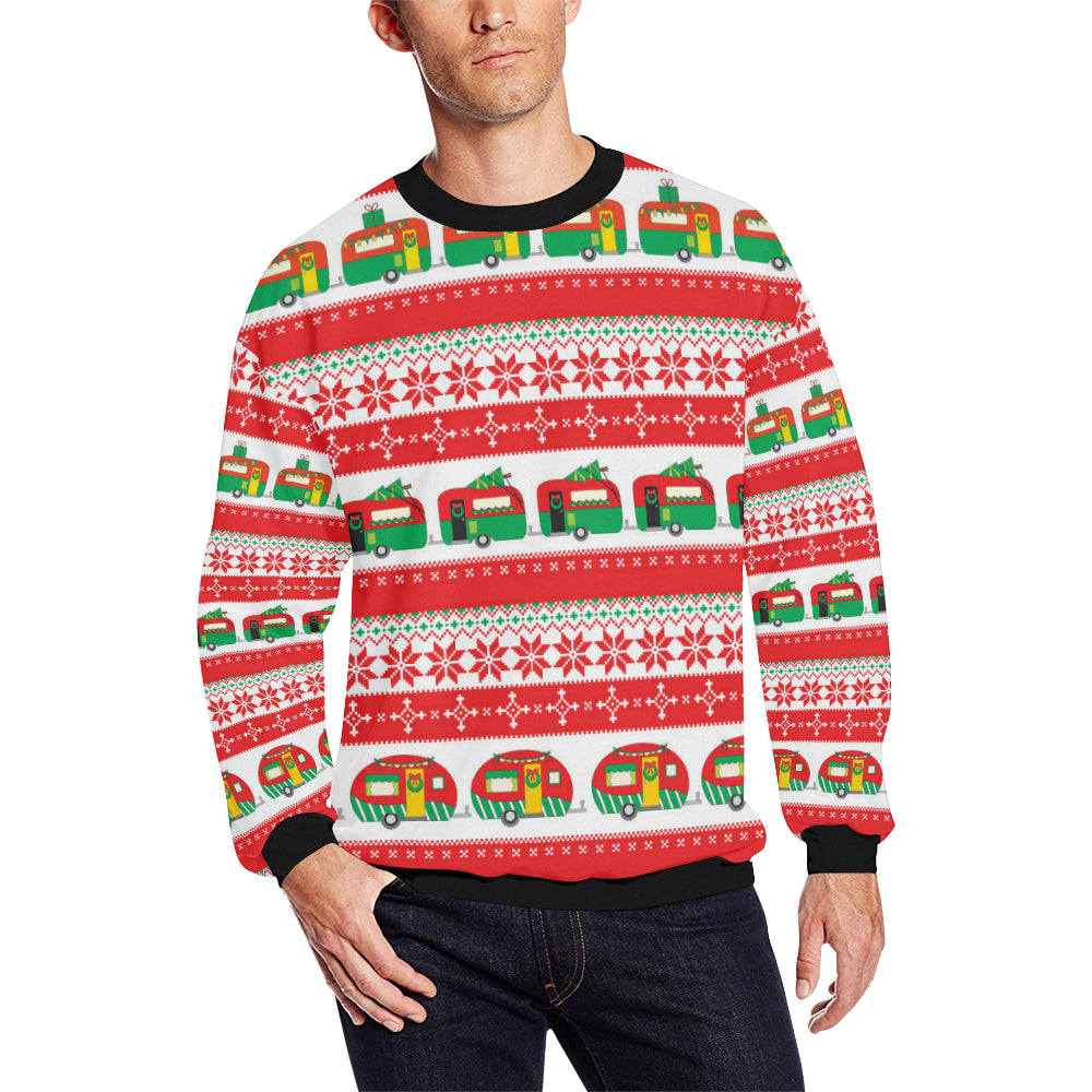 Camper Camping Ugly Christmas Design Print Men Long Sleeve Sweatshirt